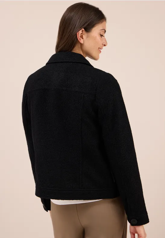 Jacke in Wolloptik mit Hemdkragen