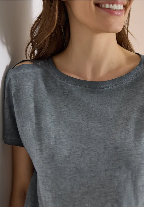 Flammgarn-T-Shirt mit Schulterschlitzen