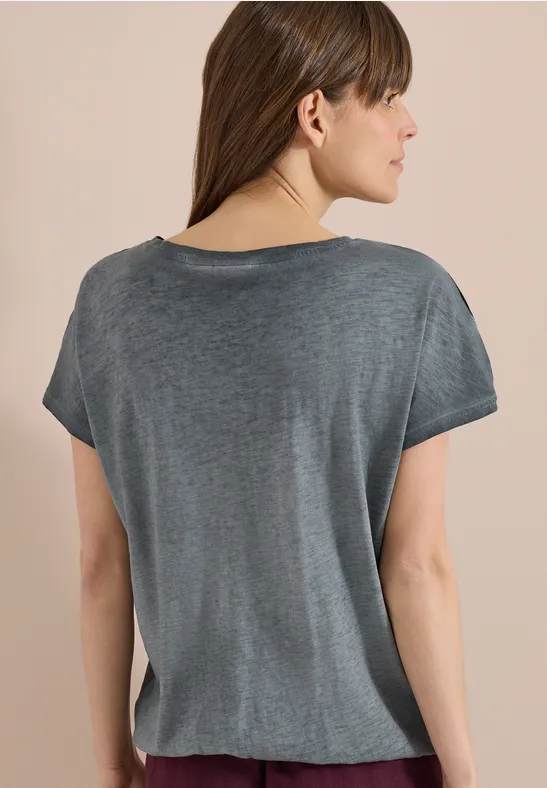 Flammgarn-T-Shirt mit Schulterschlitzen