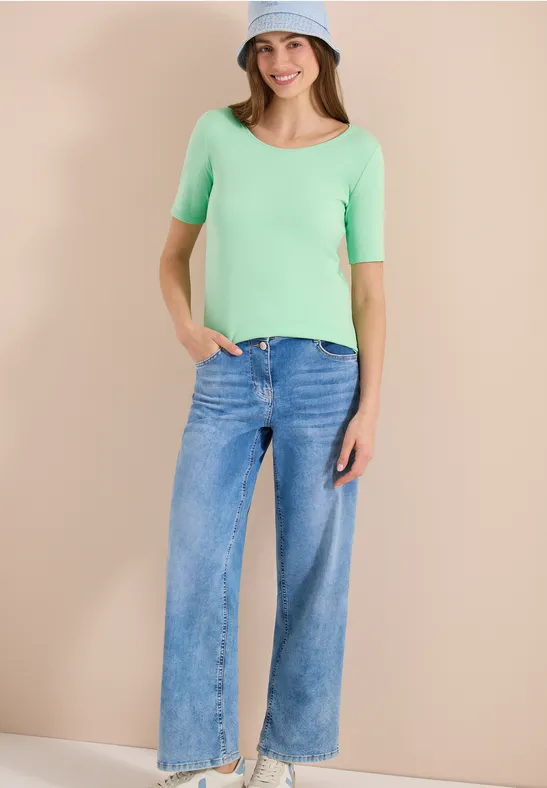 Basic Rundhals T-Shirt mit Halbarm