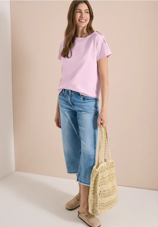 Flammgarn-Shirt mit Schlitzdetails