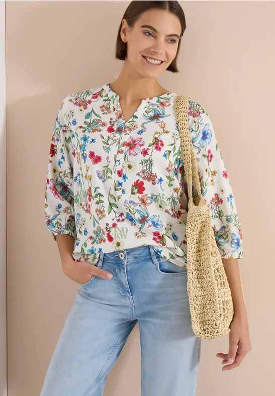 Fließende Tunika mit Blumenmuster