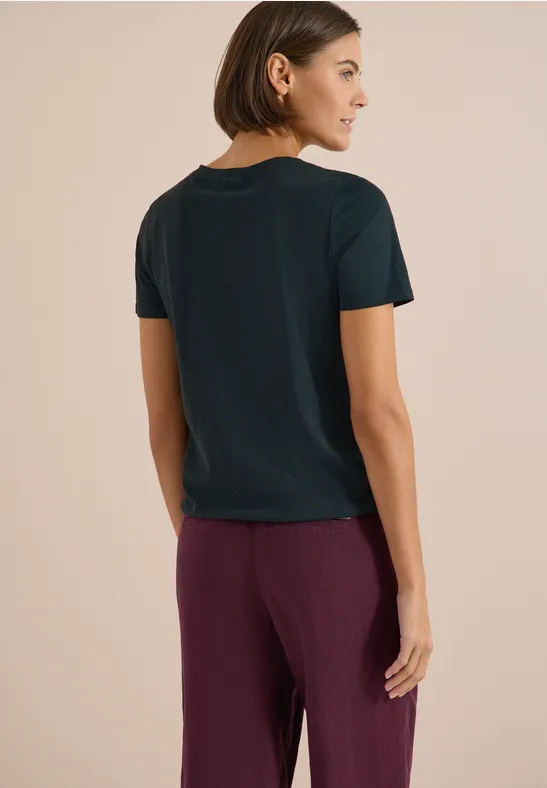 Baumwoll-Tunika-Shirt mit Schlitz-Ausschnitt