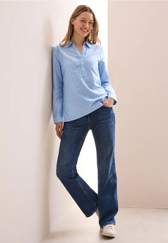 Gestreifte Oxford-Bluse mit Kurzleiste