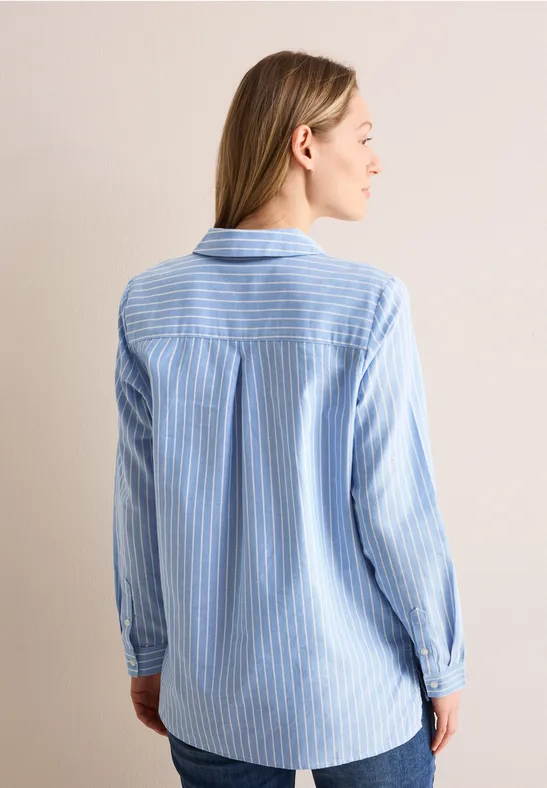 Gestreifte Oxford-Bluse mit Kurzleiste