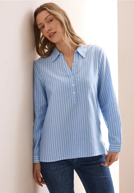 Gestreifte Oxford-Bluse mit Kurzleiste