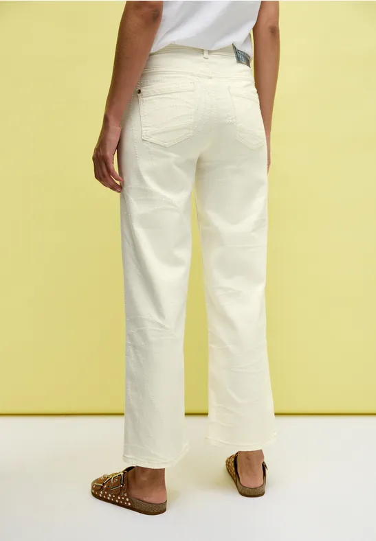Wide-Leg-Jeans mit Laserprint-Blattmuster