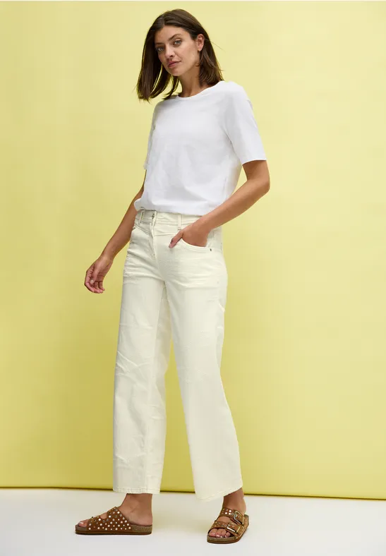 Wide-Leg-Jeans mit Laserprint-Blattmuster