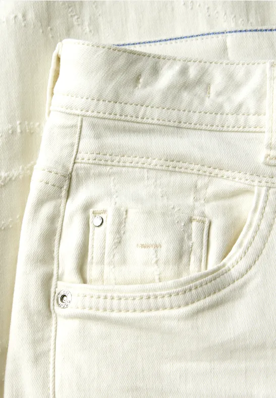 Wide-Leg-Jeans mit Laserprint-Blattmuster