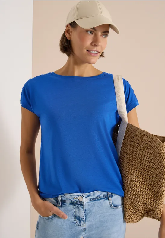 Weiches Boatneck-Shirt mit Raffungen