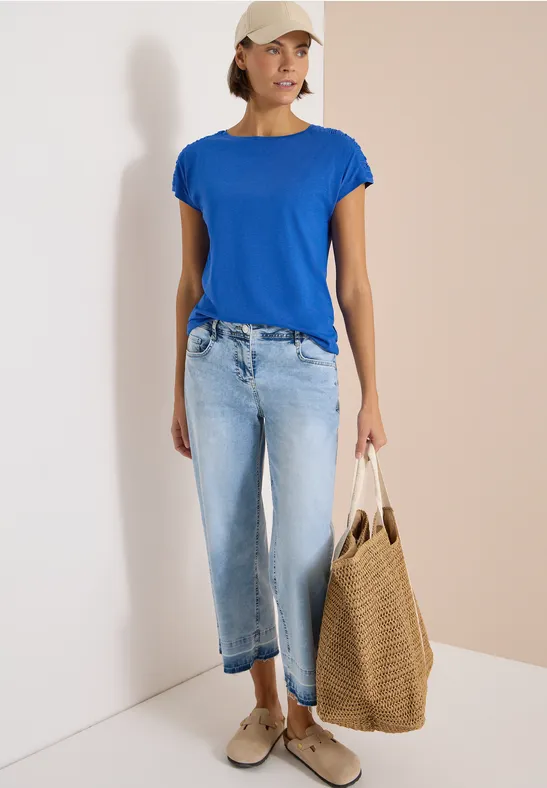 Weiches Boatneck-Shirt mit Raffungen