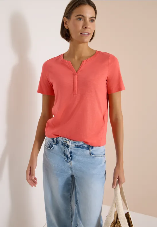 Tunika-Shirt mit Split-Neck