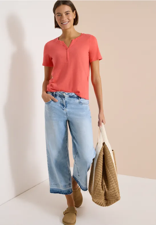Tunika-Shirt mit Split-Neck