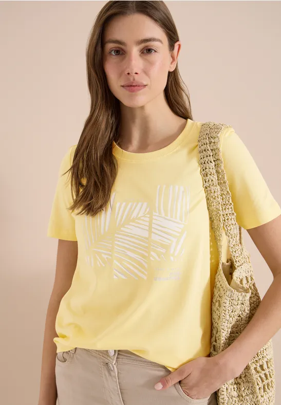 T-Shirt mit grafischem Palmblatt-Print