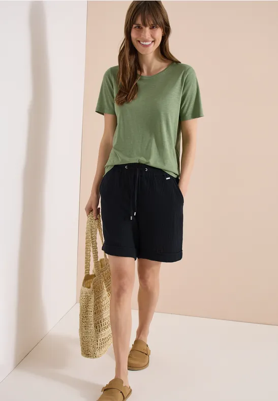 Gerade geschnittene Musselin-Shorts