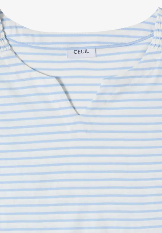 Gestreiftes ärmelloses Split-Neck-Top