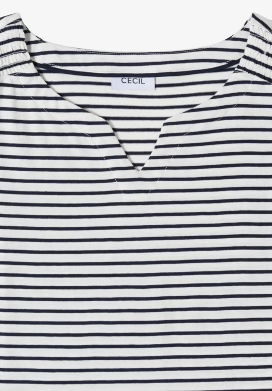 Ärmelloses Streifentop mit Split-Neck
