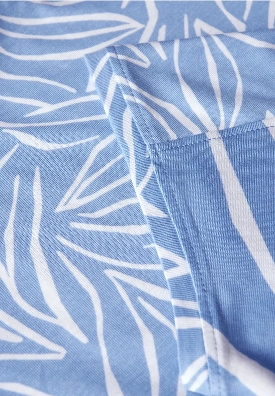 T-Shirt mit Blätterprint und U-Boot-Ausschnitt