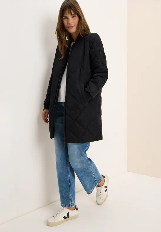 Langer gesteppter Blouson-Mantel