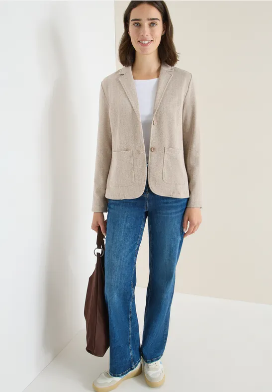 Strukturierter Strickblazer mit Fischgratmuster