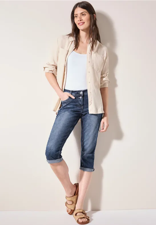 Lässige Slim Fit Capri-Jeans
