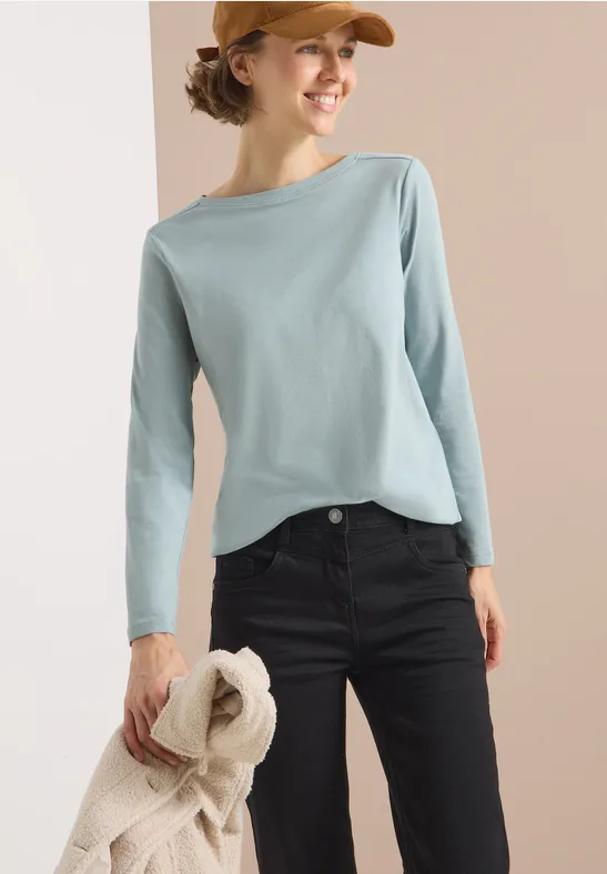 Langarmshirt mit U-Boot-Ausschnitt
