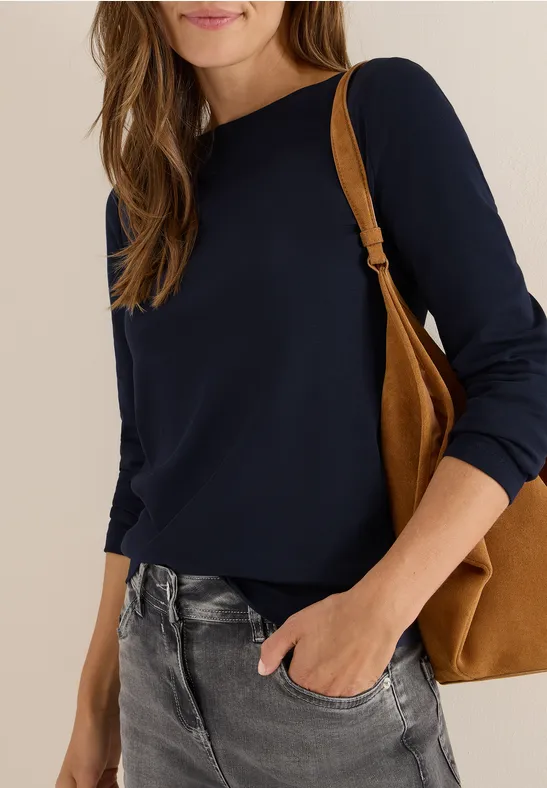 Langarmshirt mit U-Boot-Ausschnitt