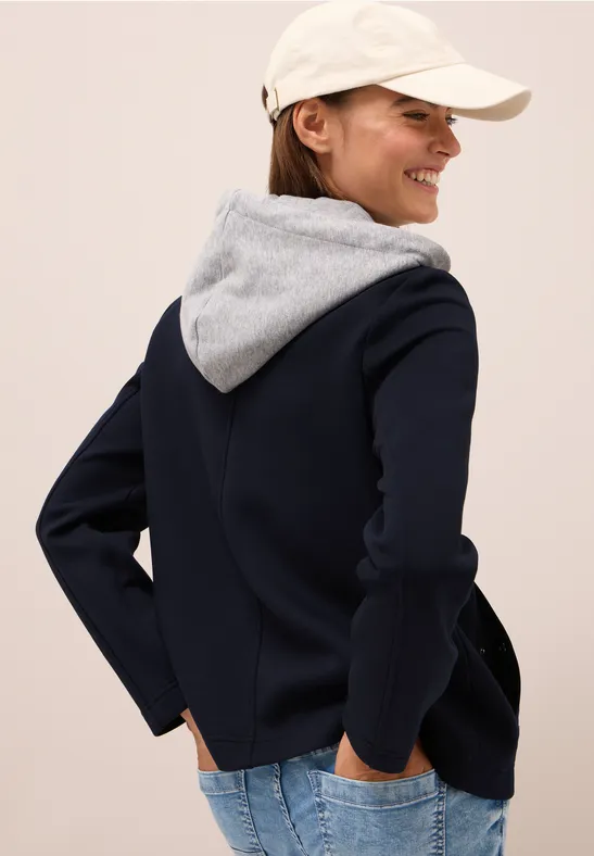 Marineblaue Scubajacke mit Kapuzen-Inlay
