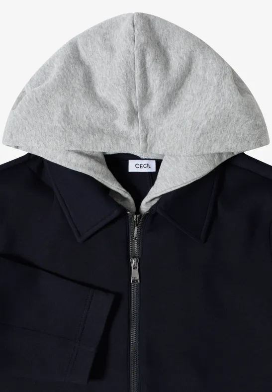 Marineblaue Scubajacke mit Kapuzen-Inlay