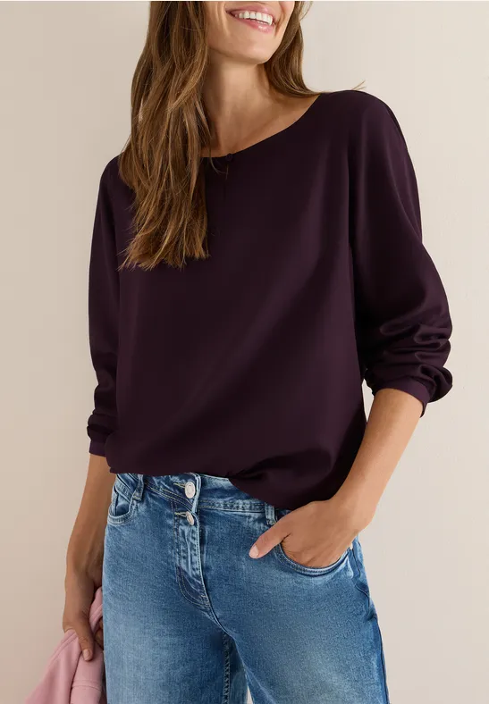 Rundhals-Bluse mit Cut-Out