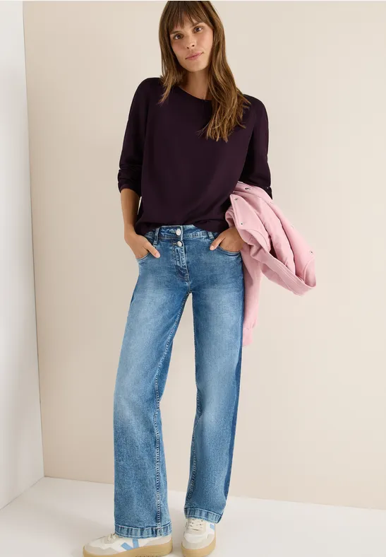 Rundhals-Bluse mit Cut-Out