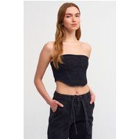 Trägerloses Denim-Korsett-Crop-Top