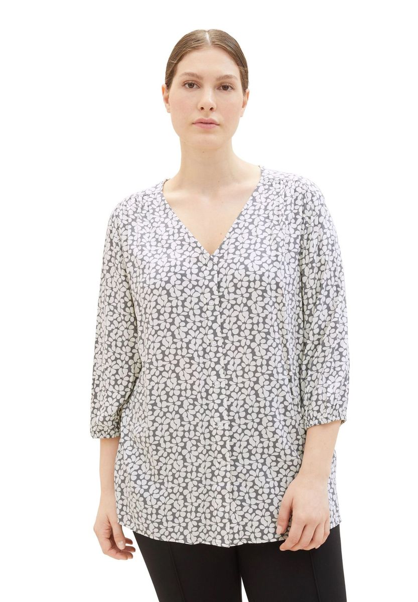Florale V-Ausschnitt Tunika mit Print