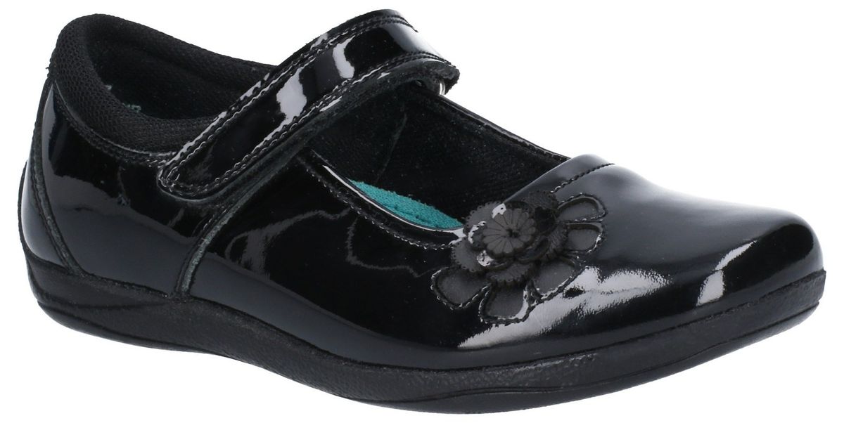 Lackleder Mary Janes mit Blumen-Applikation