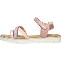 Schimmernde Riemchen-Sandalen mit Flachsohle
