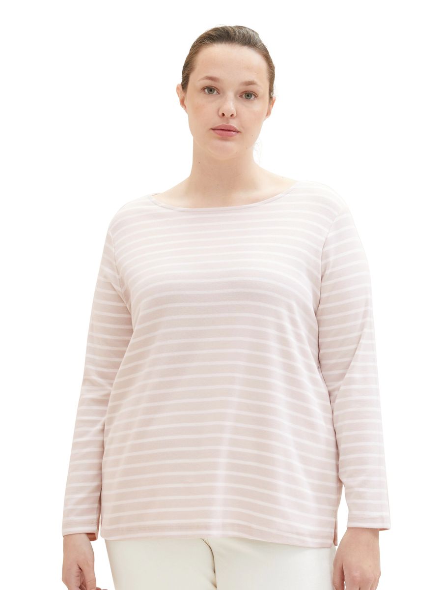 Gestreiftes Langarmshirt mit U-Boot-Ausschnitt