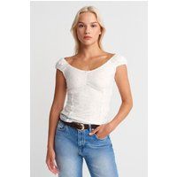 Figurbetontes Spitzen-Crop-Top