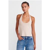 Minimalistisches Halterneck-Jersey-Top