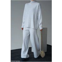 Ribbestricktes Oversized Rollkragen Set