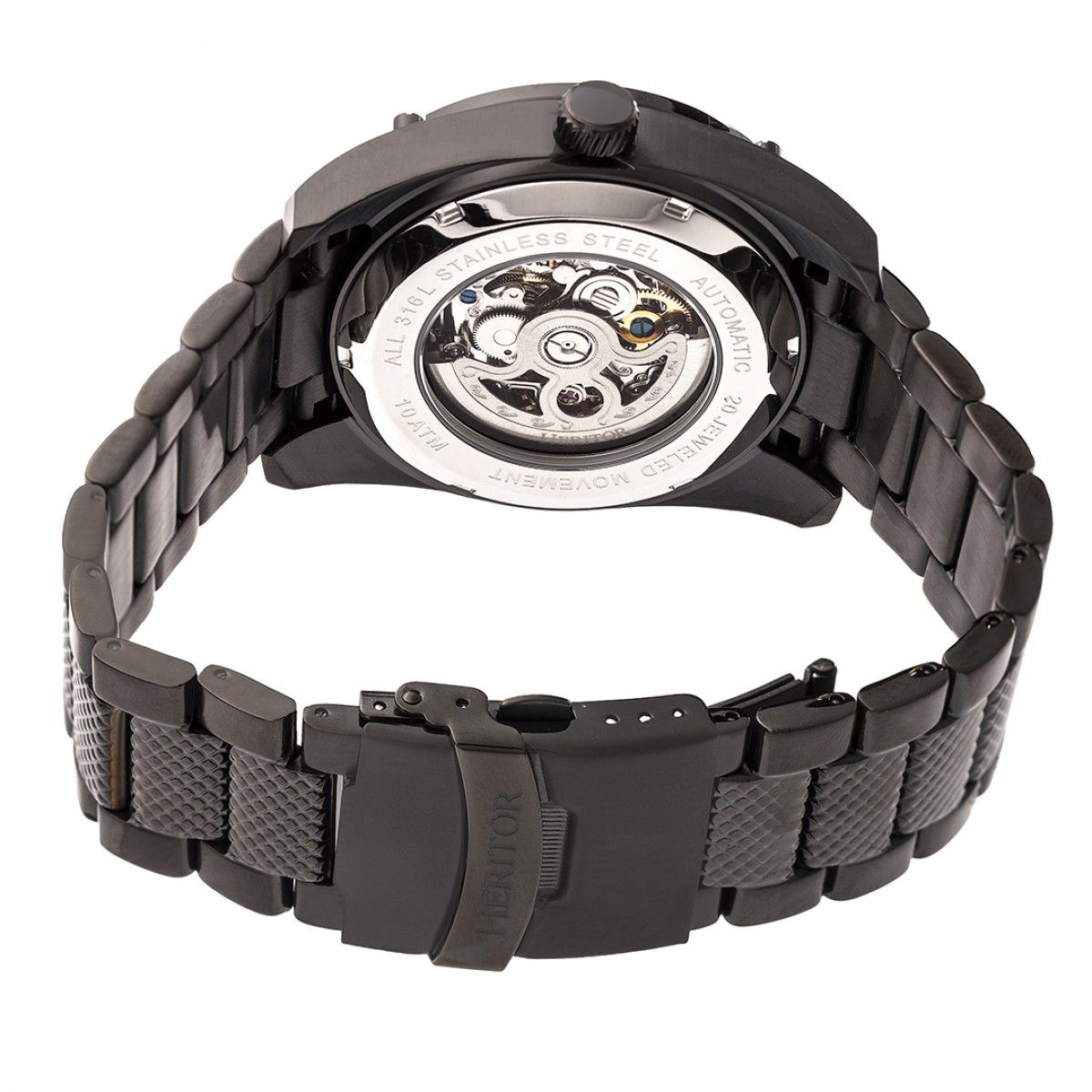 Halbskelettierte Automatik-Armbanduhr mit Scheibenanzeige