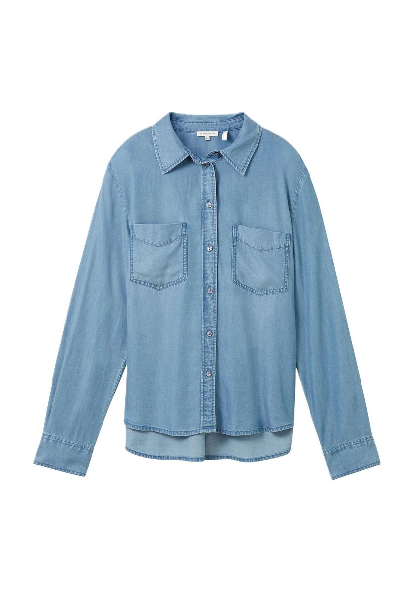 Lockere Denim-Bluse mit Brusttaschen