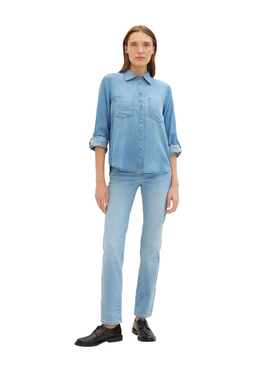 Lockere Denim-Bluse mit Brusttaschen