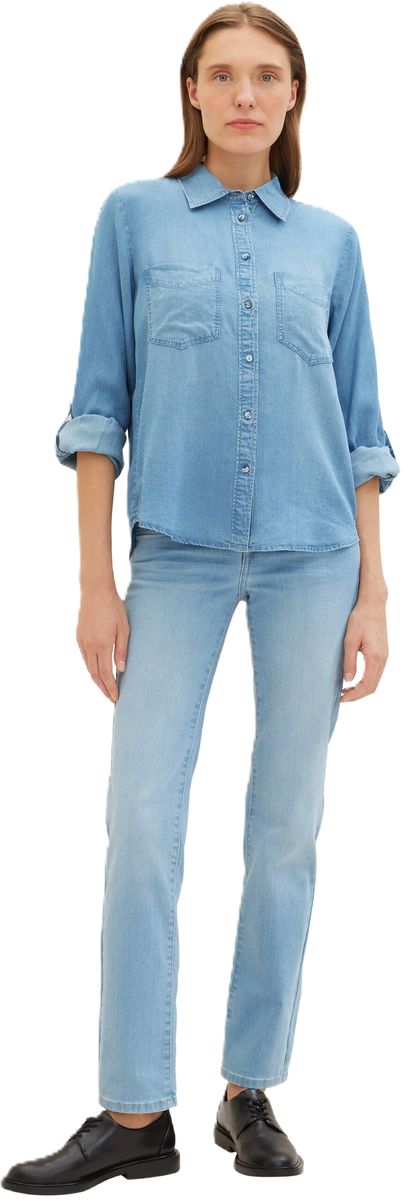 Lockere Denim-Bluse mit Brusttaschen