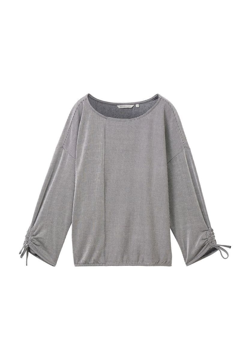 Gestreiftes Blouson-Shirt mit U-Boot-Ausschnitt