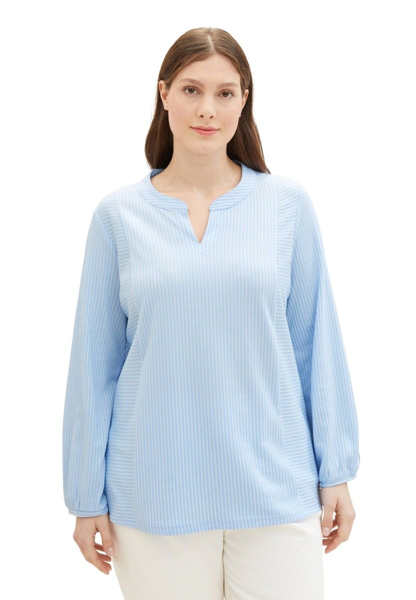 Gestreiftes Blusenshirt mit Schlitz-Ausschnitt