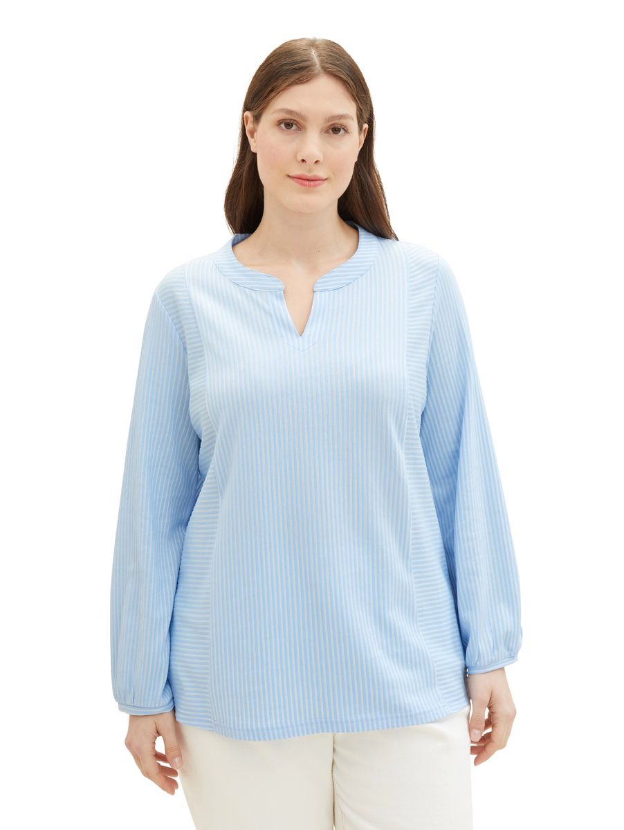 Gestreiftes Blusenshirt mit Schlitz-Ausschnitt