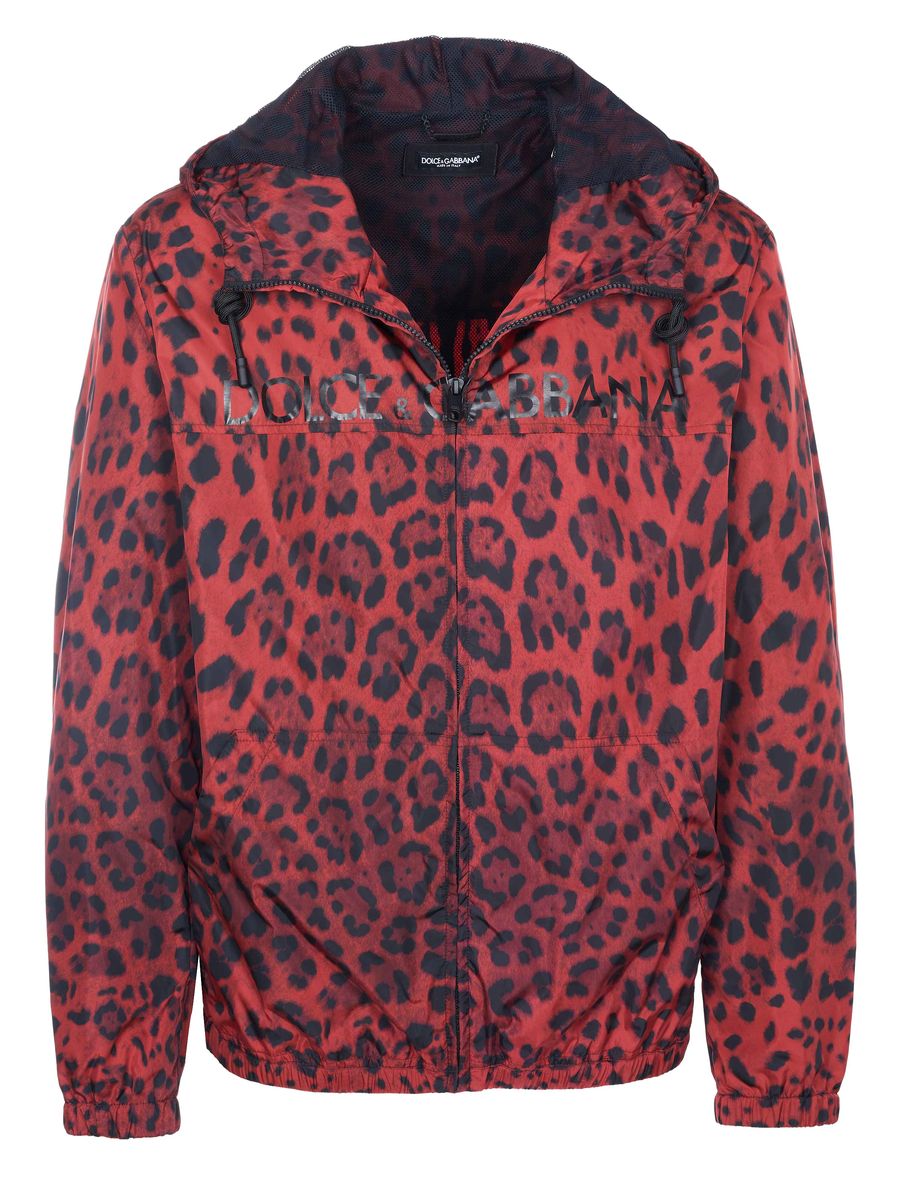 Windbreaker mit Kapuze und Leopardenmuster