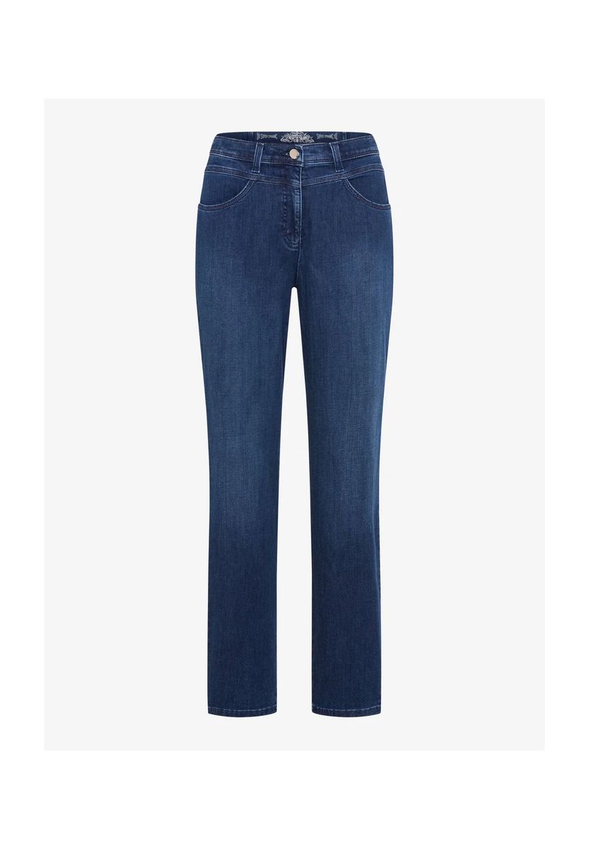 Indigo-Jeans mit hohem Bund