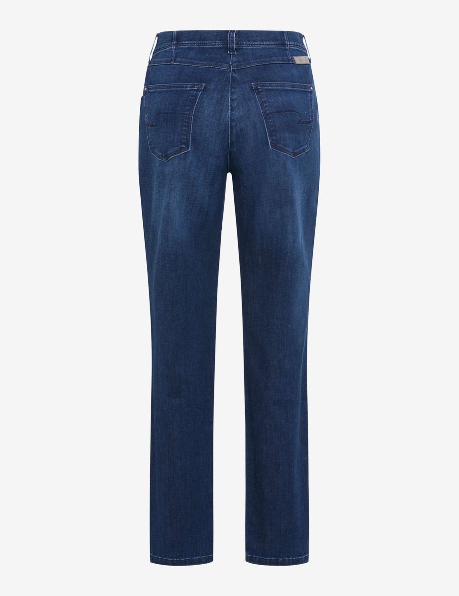 Indigo-Jeans mit hohem Bund