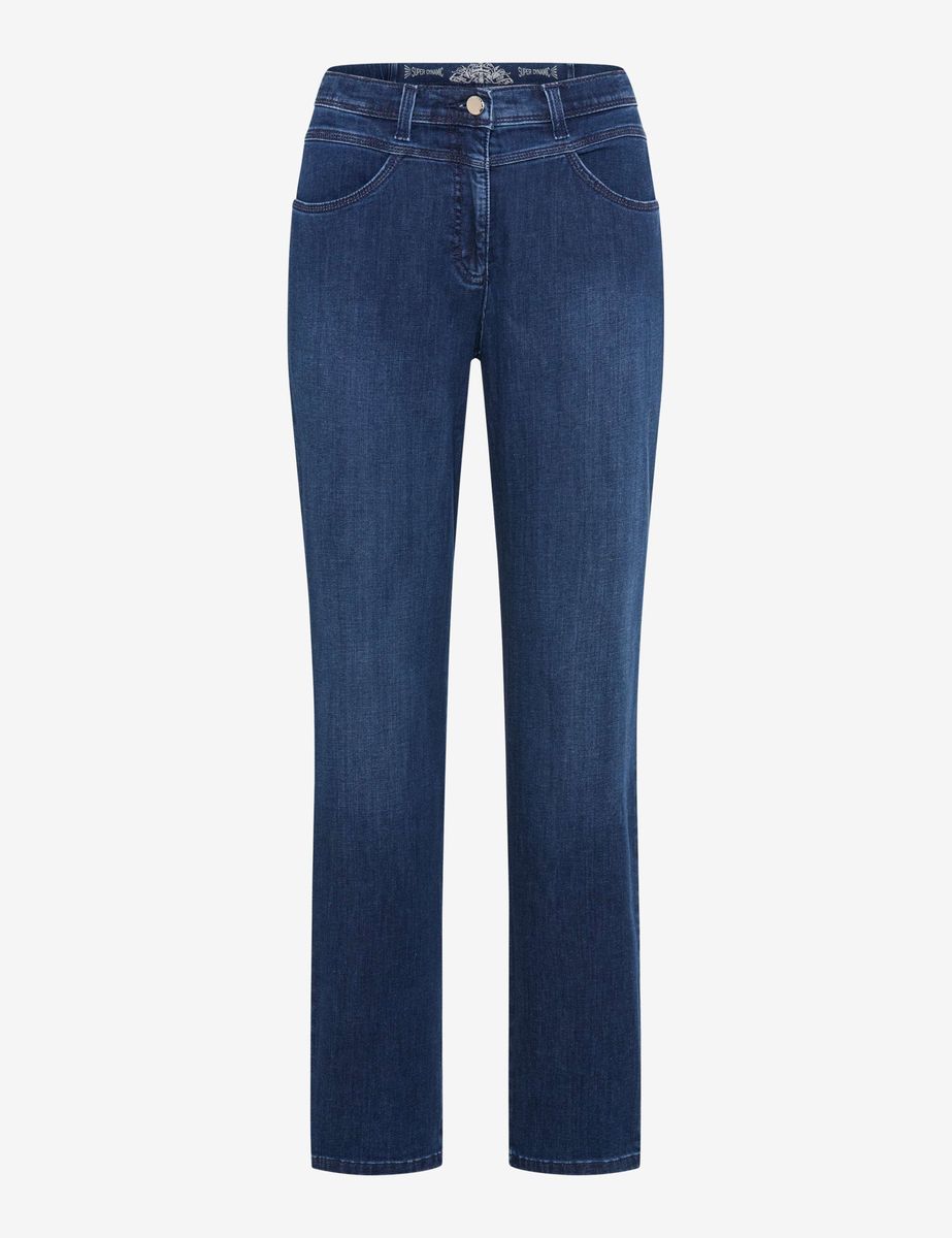 Indigo-Jeans mit hohem Bund